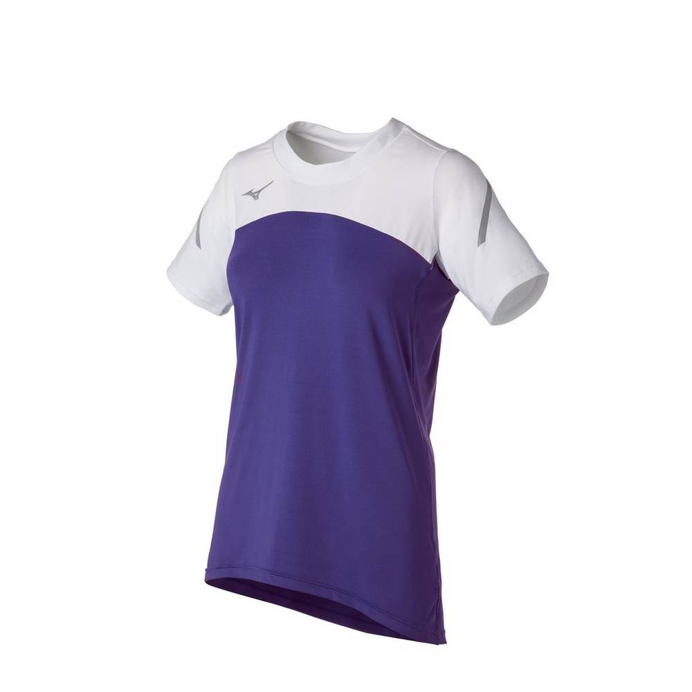 Maglia Mizuno Techno VII Short Sleeve Donna - Viola/Bianche - 27845-FYEH